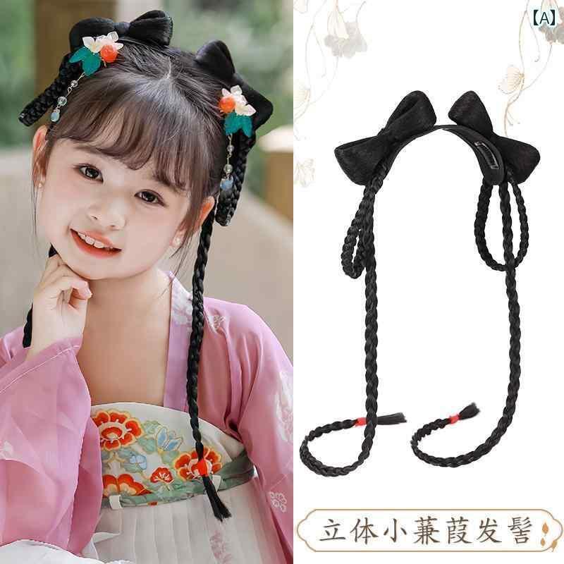 ウィッグ かつら レトロ コスプレ 舞台 パフォーマンス 演者 小道具 子供 漢服 帽子 女子 女子 衣装 オ..