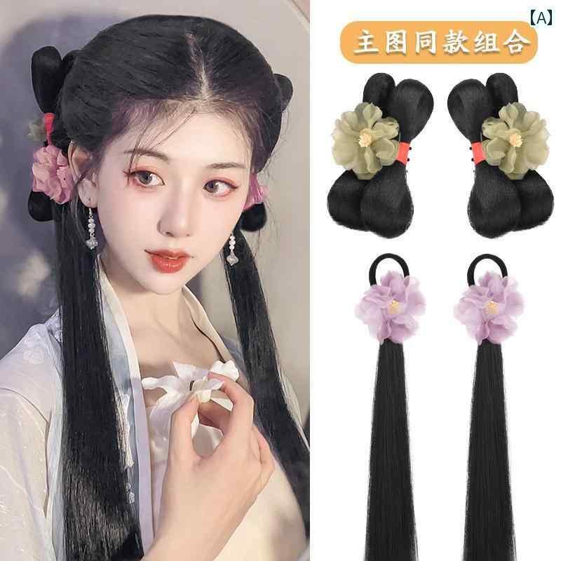 ウィッグ かつら レトロ コスプレ 舞台 演者 小道具 衣装 レディース 漢服 オールインワン グラバー ヘ..