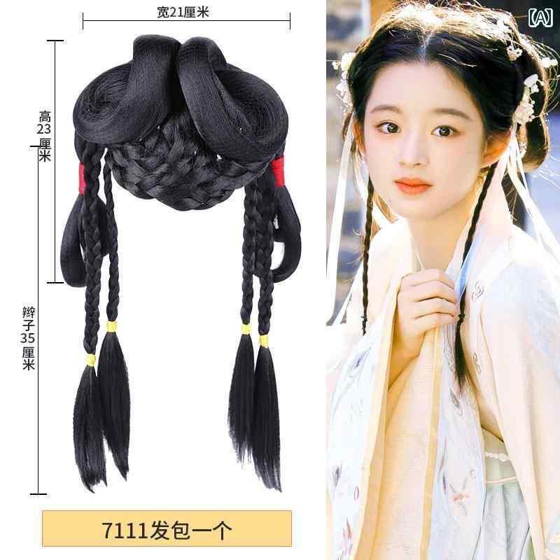 ウィッグ かつら レトロ コスプレ 舞台 演者 小道具 衣装 明朝 漢服 年 オールインワン ヘア バッグ デ..