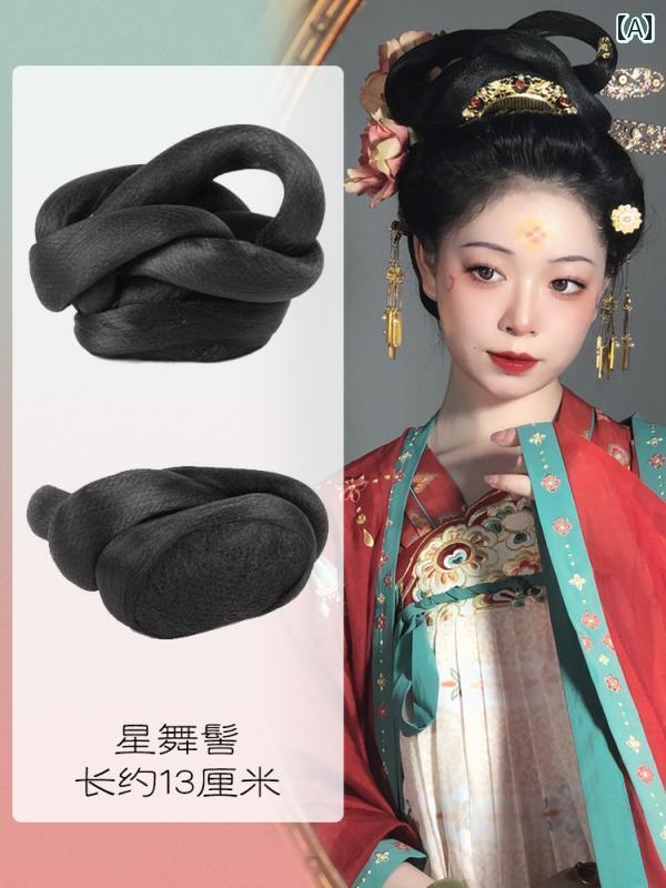 ウィッグ かつら レトロ コスプレ 舞台 パフォーマンス 演者 小道具 漢服 ヘア バッグ フライングお団..