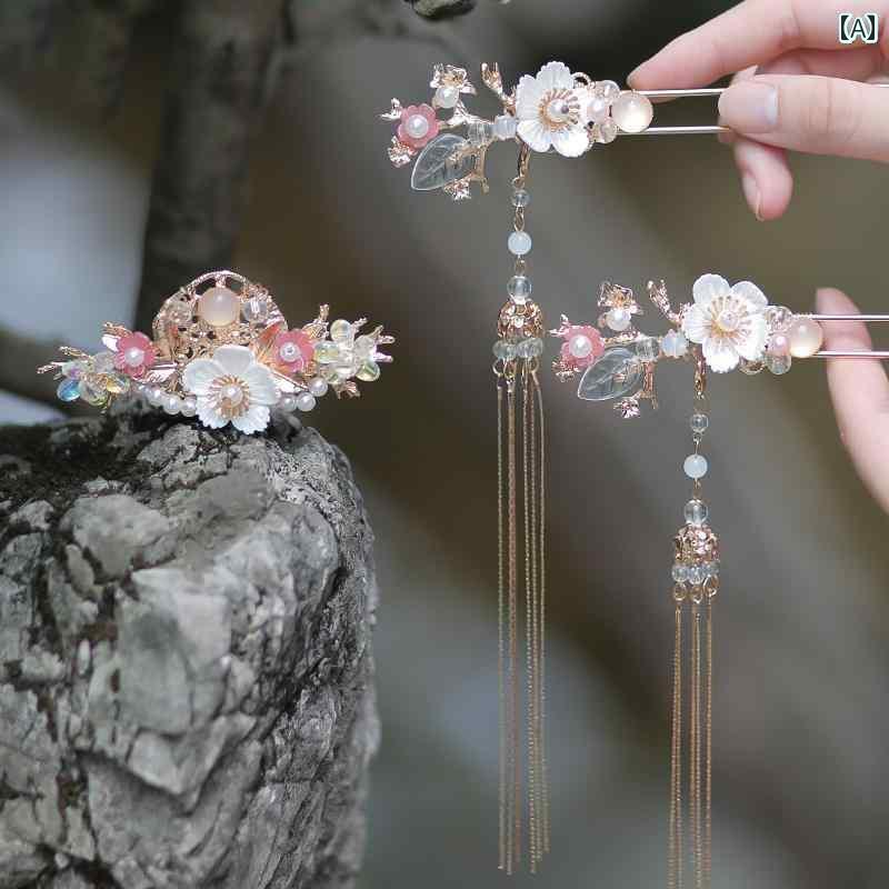 レトロ 髪飾り ヘアー アクセサリー 韓服 かつら ヘアピン ステップ シェイク 衣装 ヘア 頭飾り 子供 装飾 サイド クリップ フル セット