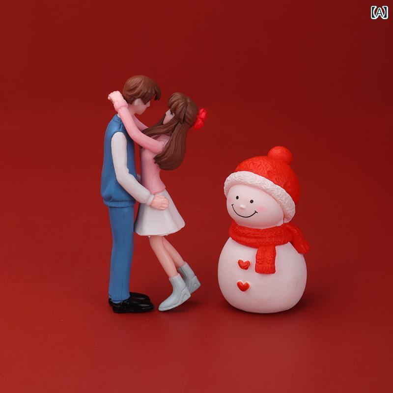ミニチュア おもちゃ オブジェ インテリア 抱擁 カップル 雪るま 装飾 チュア チック デスク トップス 装飾 小さめ ギフト