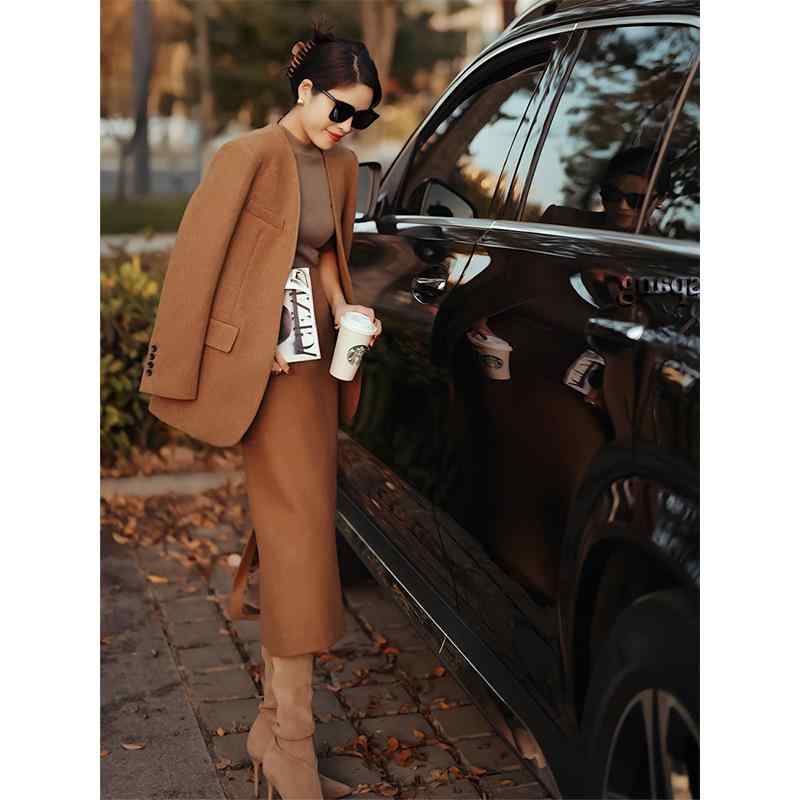 ジャケット レディース ブラウン 春夏 高級感 きれいめ 上品 大人カジュアル オフィス ツイード シェニ..