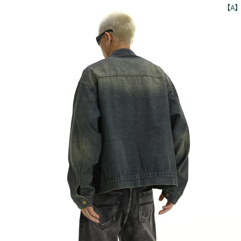 メンズ デニム ジャケット Gジャン アウター おしゃれ アメリカン レトロ ウォッシュ 加工 春秋 カジュアル ジッパー トップスス