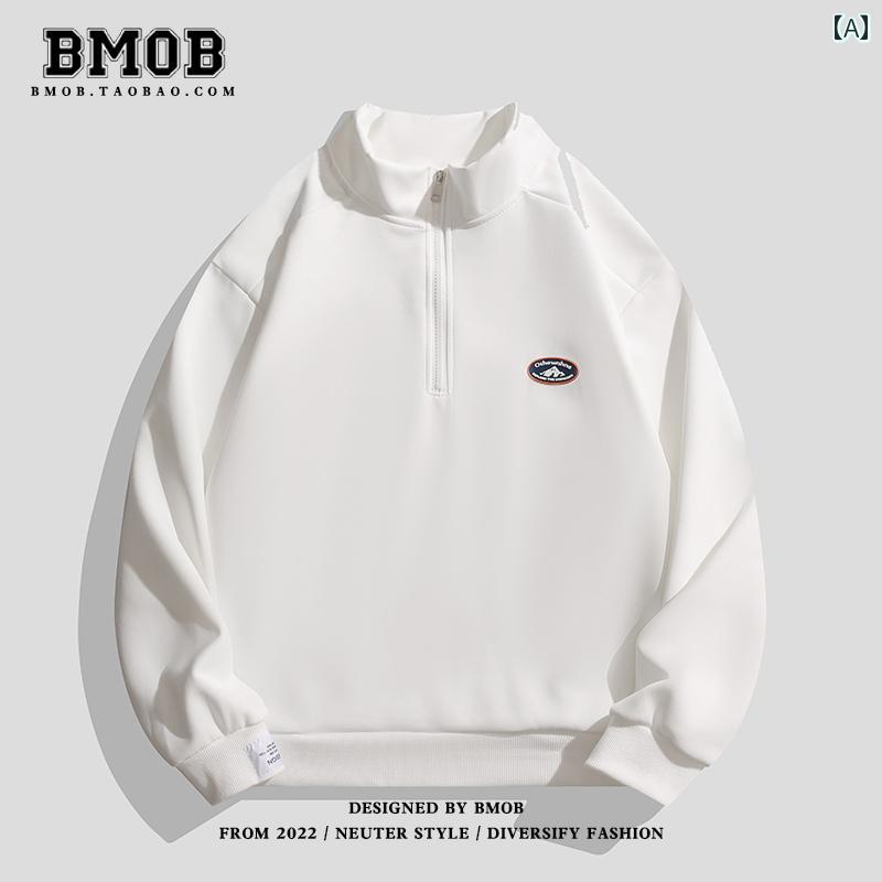 メンズ トップスス アウター インナー おしゃれ アメリカン レトロ 大きめサイズ トレーナー ハーフ ジッパー スタンドカラー 春 スポーツ コート