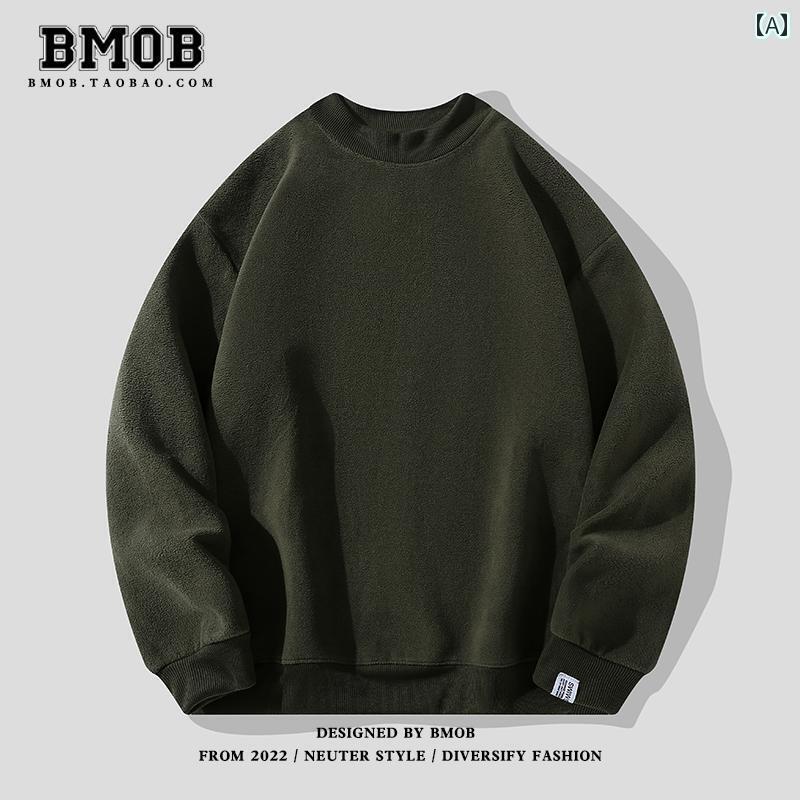 メンズ トップスス アウター インナー おしゃれ レトロ シティィ ボーイ 無地 ラウンドネック スウェットシャツ 秋冬 カジュアル プルオーバー