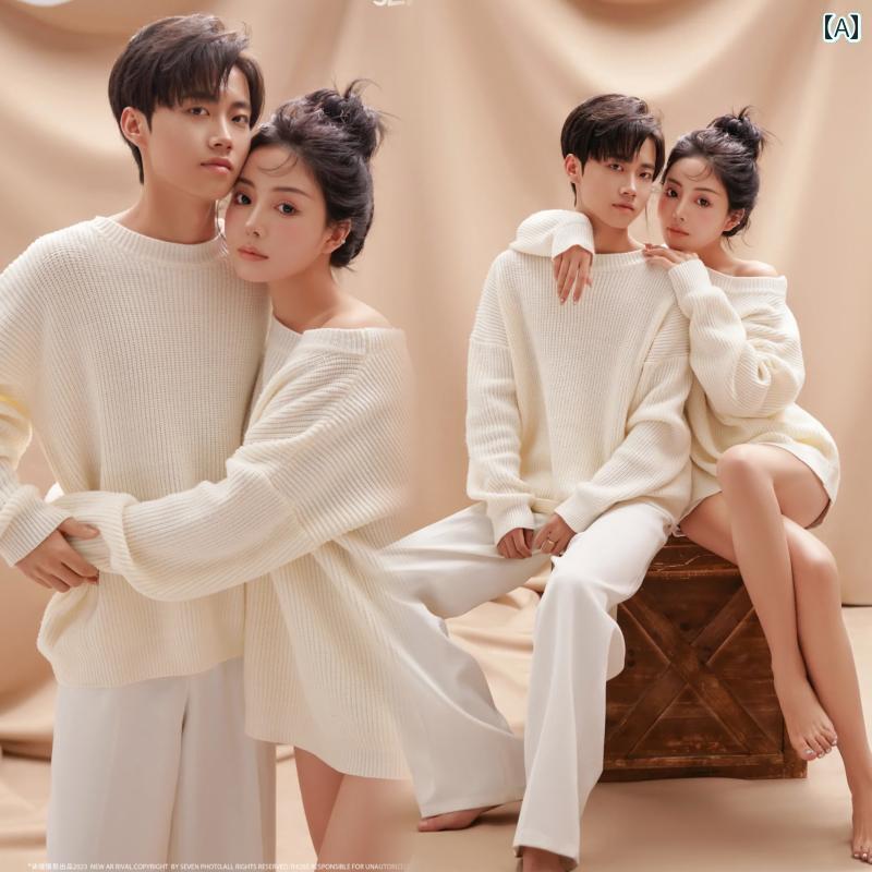 ドレス レディース 撮影 フォト 思い出 記念 ウェデング 結婚式 コスプレ アート スタジオ 韓国 カップル セーター 屋内 シンプル 小さめ フレッシュ 服