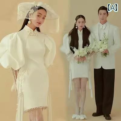 ドレス レディース 撮影 フォト 思い出 記念 ウェデング 結婚式 コスプレ アート スタジオ レトロ 西洋 チャイナ スタンドカラー パフスリーブ ドレス レディース 撮影 フォト 思い出 記念 ウェデング 結婚式 コスプレ アート スタジオ レトロ 西洋 チャイナ スタンドカラー パフスリーブ