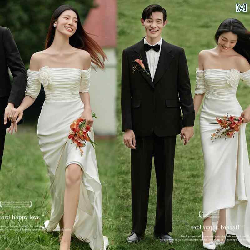 撮影 衣装 ドレス 写真 フォト イベント 思い出 コスプレ フランス シンプル チューブ トップス テール カップル 屋外 芝生 旅行 服