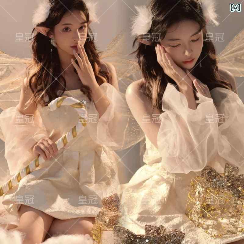 ドレス レディース 撮影 フォト 思い出 記念 ウェデング 結婚式 コスプレ アート スタジオ クリスマスファンタジー エルフ 娘 ガール ..