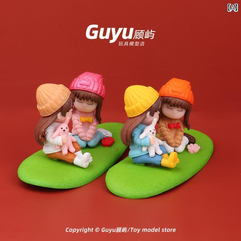 ミニチュア おもちゃ オブジェ インテリア 装飾 芝生 親友 人形 マイクロ 風景 親友 女子 ギフト デスク トップス(3)