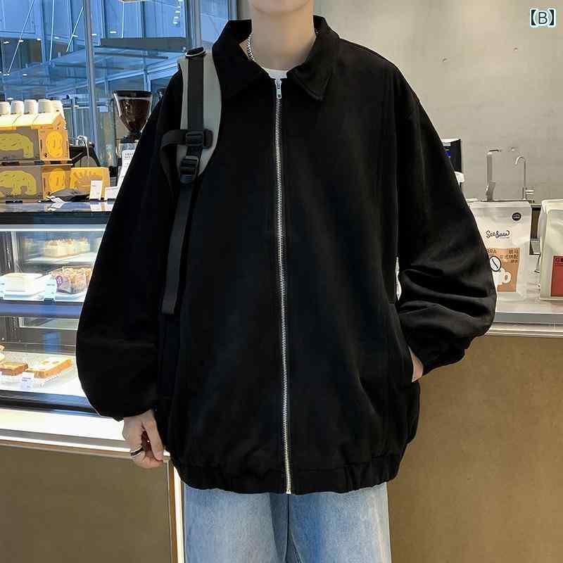 メンズ アウター カジュアル おしゃれ 春秋 スポーツ ジャケット レトロ 無地 シンプル カジュアル ジャケット