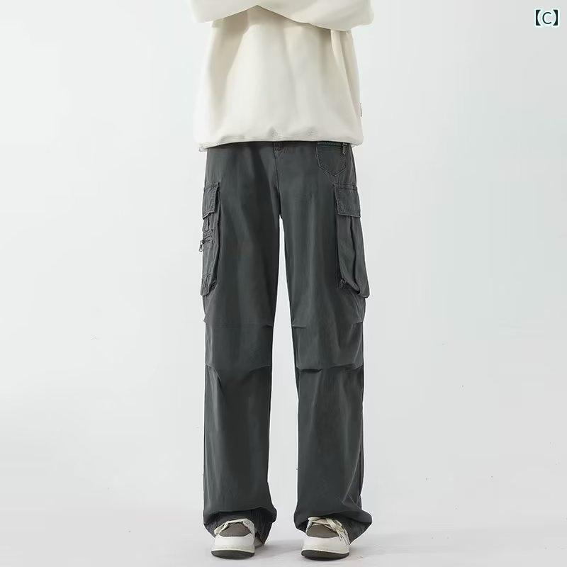 メンズ ズボン ボトムス パンツ おしゃれ 秋冬 アメリカン 起毛 オーバー オール ストリート ドレープ 感 ゆったり ストレート レッグ カジュアル