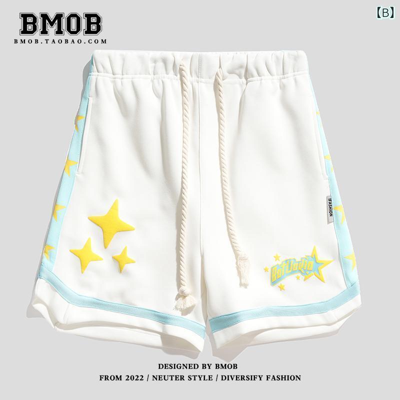 アメリカン アメカジ ストリート スポーツ ショーツ メンズ レディース トレンド 夏 カジュアル ワイドレッグ ドローストリング 丈 パンツ