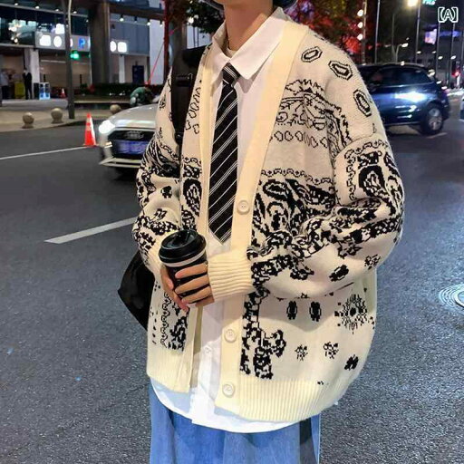 メンズ トップス アウター おしゃれ カップル ニットカーディガン ジャケット チャイナ風 秋 カシュー フラワー 柄 カラー ブロック セーター メンズ トップス アウター おしゃれ カップル ニットカーディガン ジャケット チャイナ風 秋 カシュー フラワー 柄 カラー ブロック セーター