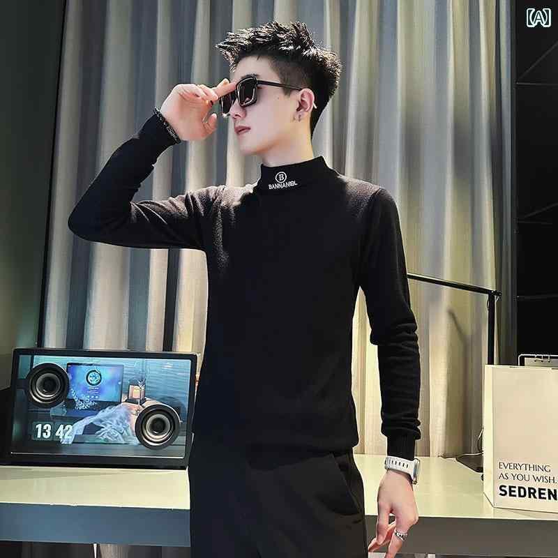 メンズ トップス ニット 秋冬 暖かい おしゃれ セーター 長袖 ボトムス ハーフ タートルネック 無地 デ..