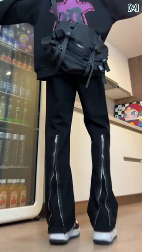 メンズ ズボン ボトムス パンツ おしゃれ 秋冬 ブラック ジッパー ジーンズ ストレート アメリカン ストリート スリムフット フレア オーバー オール メンズ ズボン ボトムス パンツ おしゃれ 秋冬 ブラック ジッパー ジーンズ ストレート アメリカン ストリート スリムフット フレア オーバー オール