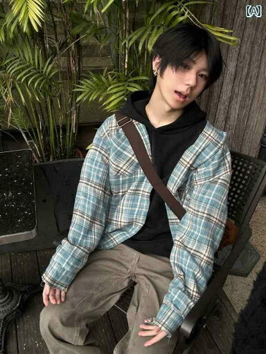 メンズ トップスス おしゃれ ヴンテージ風 ブルー チェック シャツ 春秋 コート アメリカン レトロ 長袖 チェック シャツ メンズ トップスス おしゃれ ヴンテージ風 ブルー チェック シャツ 春秋 コート アメリカン レトロ 長袖 チェック シャツ