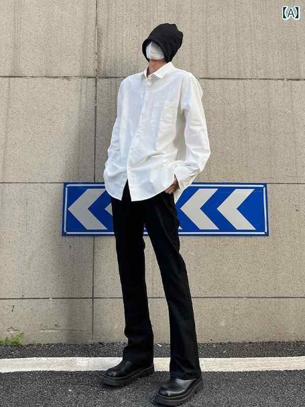 メンズ トップス シャツ おしゃれ 男の子 白 長袖 DK 制服 春 韓国 クールトップ ジャケット