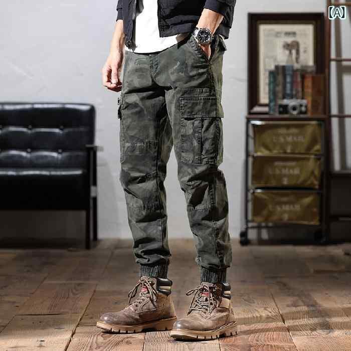 メンズ ズボン ボトムス パンツ おしゃれ 秋 トレンド 迷彩 アンクル タイ カジュアル ストリート オーバー オール