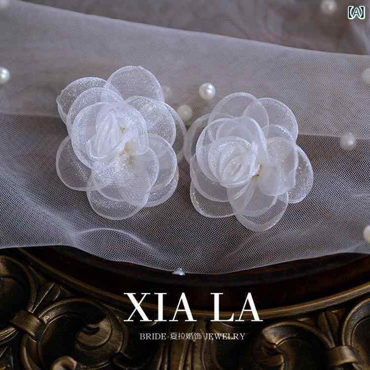 ブライダル イヤリング ウェデング 結婚式 パーティー 夏 ラ スーパー フェアリー ミルク ホワイトフラワー ドレス デイリー