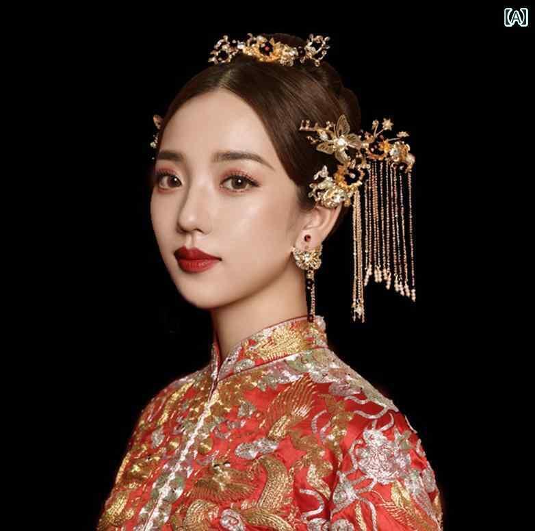 ブライダル ヘッドアクセサリー 結婚式 ウェデング パーティー テアラ 花嫁 衣装 服 フェニックス クラウン チャイナ風 ビッグ ステ ッッ キング クラウン...