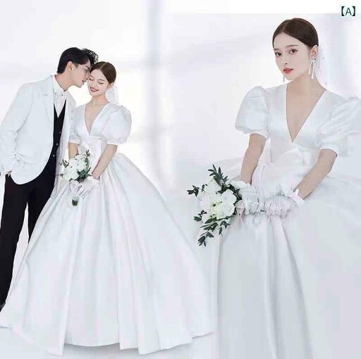 ドレス レディース 撮影 フォト 思い出 記念 ウェデング 結婚式 コスプレ アート スタジオ 服 屋内 韓国 カップル 白 サテン パフスリーブ ドレス レディース 撮影 フォト 思い出 記念 ウェデング 結婚式 コスプレ アート スタジオ 服 屋内 韓国 カップル 白 サテン パフスリーブ