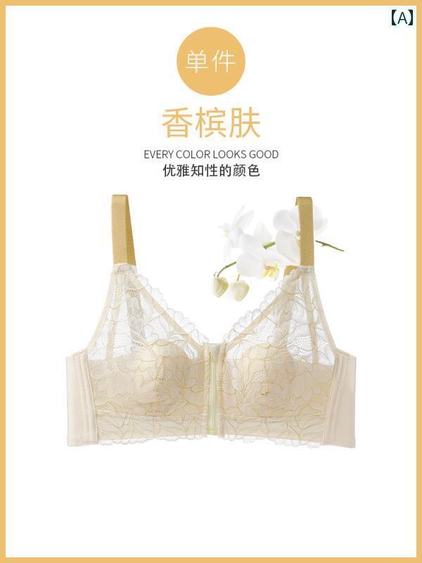 下着 レディース フロント ボタン ジッパー ブラジャー 薄手 涼しい 貧乳 極薄 プッシュアップ 脇胸 垂れ下り 防止 ブラ