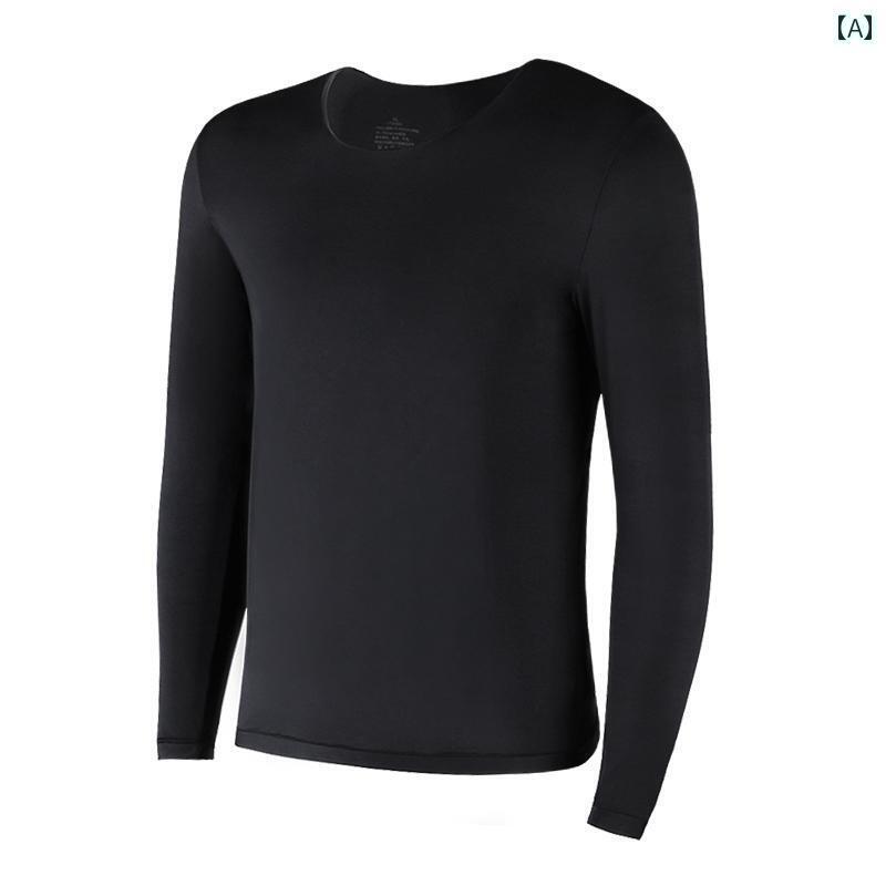 メンズ 下着 インナー 薄手 涼しい サーマル シームレス ラウンドネック 美 肌 服 秋冬 ベース レイヤ..