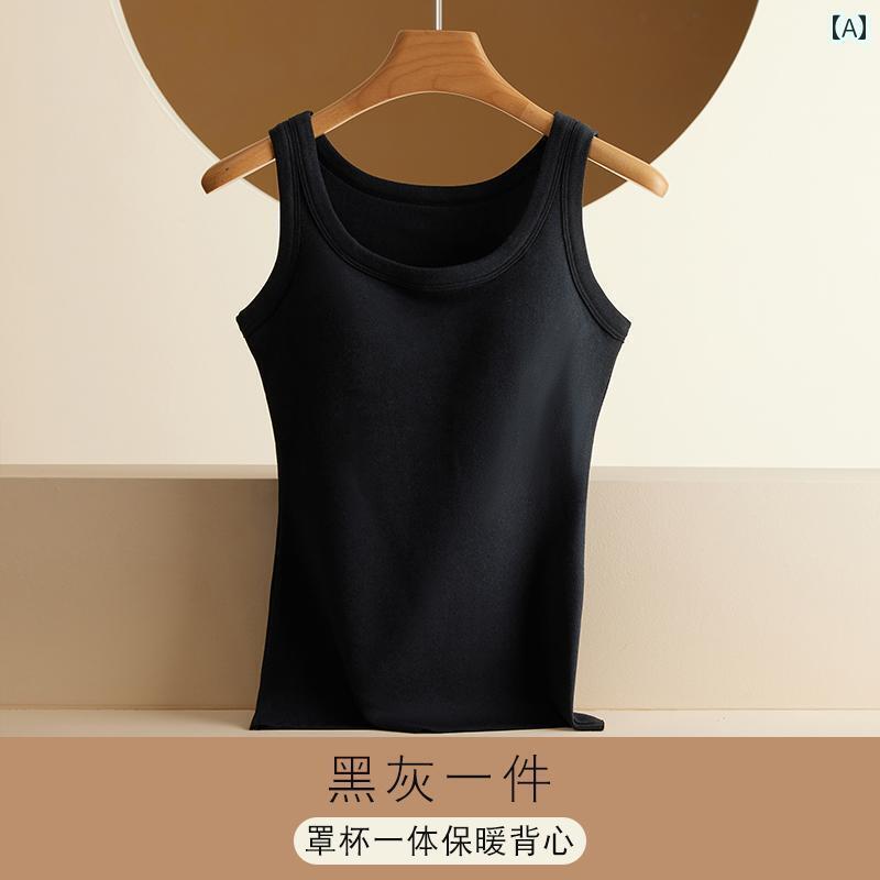 下着 レディース ラウンド タイ 胸パッド 起毛 厚手 サーマル ベスト 冬 着 タイト ボデ 暖かい セーター ベスト