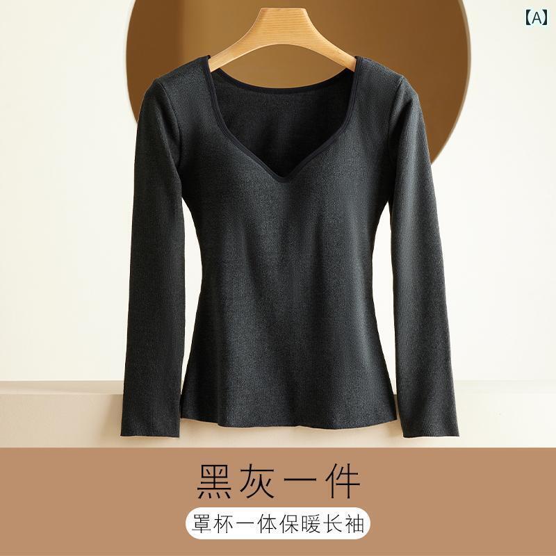 下着 レディース 長袖 サーマル トップスス 起毛 厚手 オールインワン タイト フット 防寒 ベース レイヤー セーター ベスト 胸パッド 暖かい