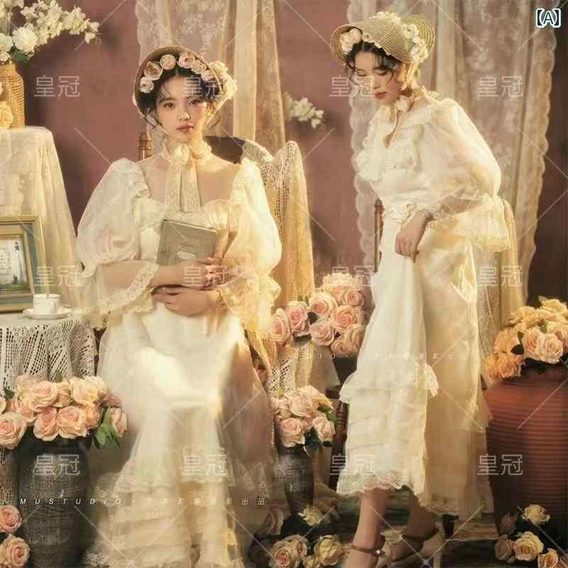 撮影 ドレス 写真 フォト 記念 コスプレ アート 思い出 レトロ 光 結婚式 フランス 女の子 女の子 女の子 油絵 スーパー フェアリー エ..