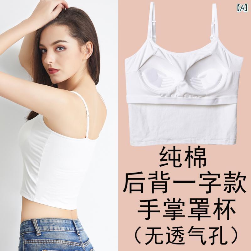 下着 レディース 胸パッド 女の子 おへそ出 ボトム キャミソール ワンピース タイプノンワイヤー ブラ セクシー 美しい バック チューブ トップス 綿