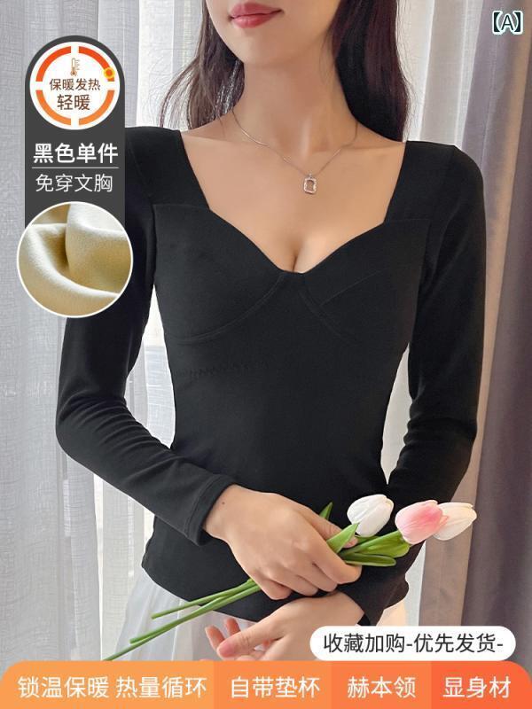 下着 レディース 秋冬 サーマル 起毛 自然 発生 トロピカル 胸パッド インナー レイヤリング 秋服 長ズ..