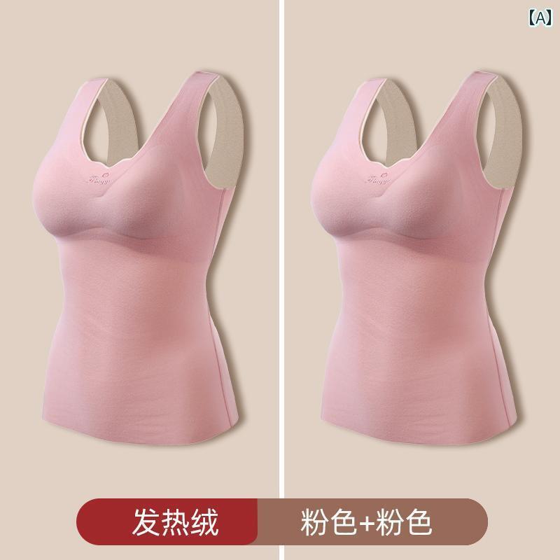レディース 下着 インナー 起毛 シームレス サーマル ベスト 胸パッド 厚手 起毛 ウェア トップスス 秋冬
