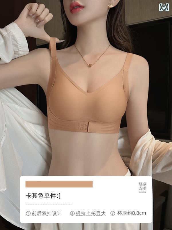 レディース 下着 胸 小さめ フロント ボタン プッシュアップ 補助 胸 たるみ 防止 秋冬 シームレス ゼリー ストリッププッシュ アップ 調節可能 ブラジャー