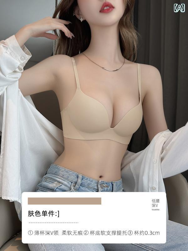 レディース 下着 胸 大きめ シームレス スチール リング 胸 小さく たるみ 防止 夏 薄手 涼しい 魅惑 美しい バック ブラジャー