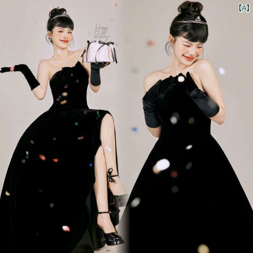 撮影 ドレス 写真 フォト 記念 コスプレ アート 思い出 黒 ロング 社交界 娘 プリンセス 誕生日 服 撮影 ドレス 写真 フォト 記念 コスプレ アート 思い出 黒 ロング 社交界 娘 プリンセス 誕生日 服