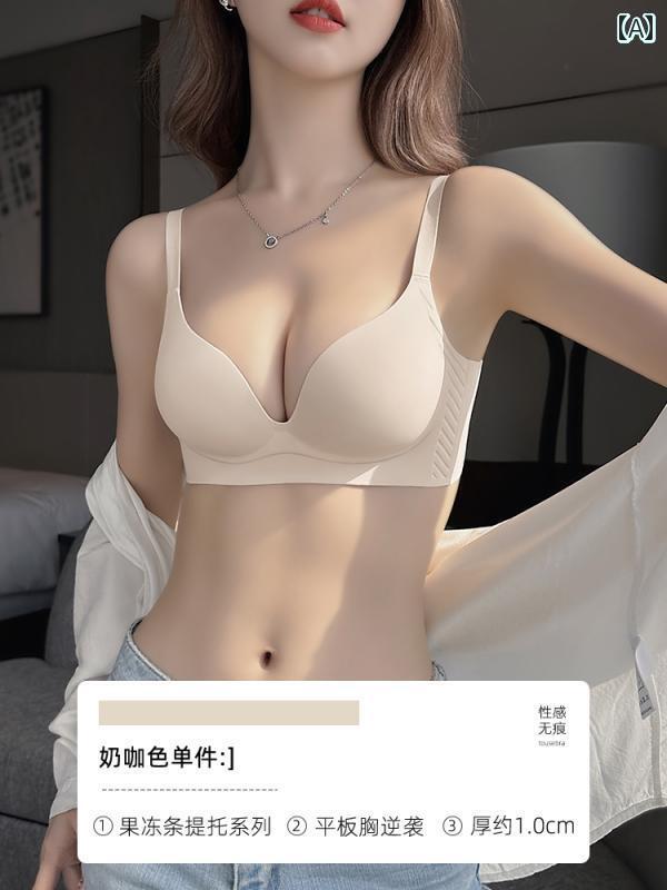 レディース 下着 インナー 貧乳 シームレス 垂れ 防止 プッシュアップ ジェリー ストリップ フラット チェスト ワンピース ブラ