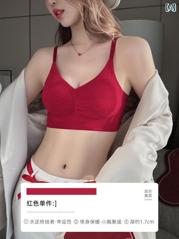 レディース 下着 赤 小さめ 胸 大きくに 集まった 両面 起毛 暖かい 結婚式 ブラジャー