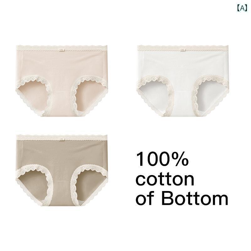 レディース 下着 女の子 女の子 シームレス 綿 秋冬 ウエスト 薄手 涼しい 通気性 快適 レース 女の子 女の子 ブリーフ