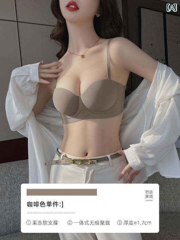 レディース 下着 貧乳 小さめ 胸 大きく 見せる プッシュアップ シームレス ハーフカップブラ ジャー セット 胸 コントロール 垂れ防止