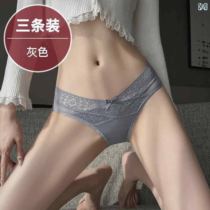 レディース 下着 インナー 魅惑 ローウエスト 薄手 涼しい 快適 通気性 快適 綿 股 クロス レース ウエスト バンド 締め付けい 三角 ショーツ