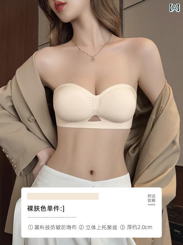 レディース 下着 インナー ストラップレス プッシュアップ 滑りにくい小 胸 夏 ドレス ウェディングドレス フラット 胸 ショー 大きめ 美しい バック ブラジャー