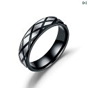 アクセサリー メンズ レディース クール チタン鋼 リング ブラック レトロ チェック 二 リング クロスボーダー ジュエリー
