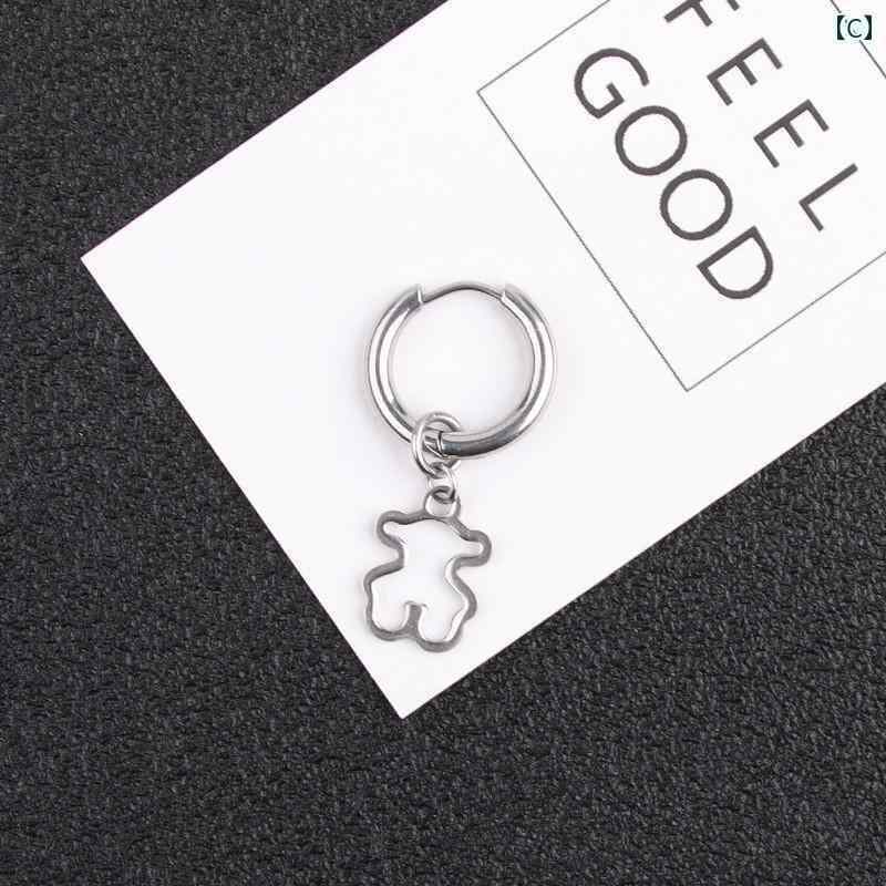 アクセサリー メンズ レディース カップル 夫婦 お揃い ペア チタン鋼 イヤリング ペンダント ベア ビーズ スクエア ブレード スター イヤリング ステンレス ロング イヤリング