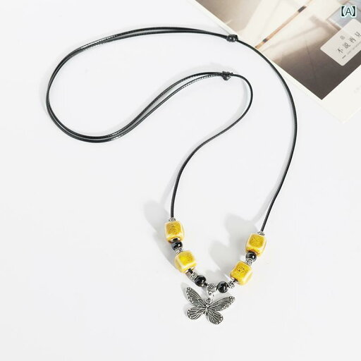 レディース アクセサリー レトロ セラミック ネックレス ロング 蝶 セーター チェーン 秋冬 スウェットシャツ ネックレス ペンダント レディース アクセサリー レトロ セラミック ネックレス ロング 蝶 セーター チェーン 秋冬 スウェットシャツ ネックレス ペンダント