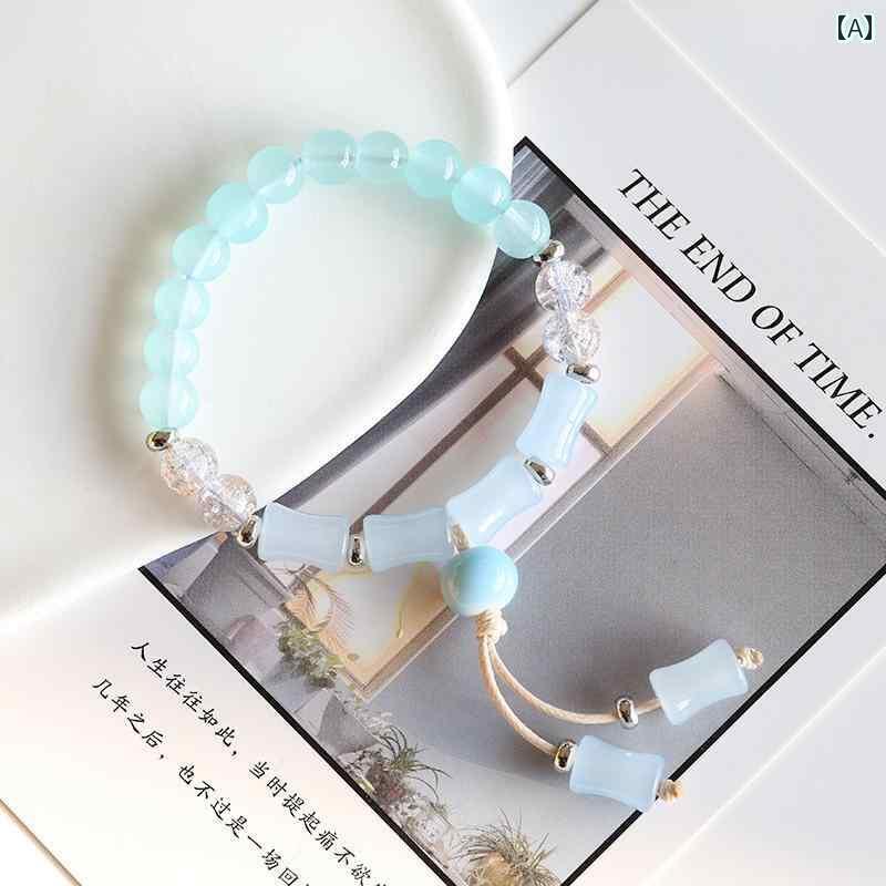 アクセサリー メンズ レディース 背 高い 竹 釉 ブレスレット 小さめ フレッシュ タッセル ブレスレット 景 徳 鎮 ジュエリー ジュエリー