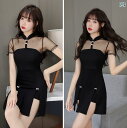 キャバ ドレス セクシー ミニスカート マッサージ セラピスト ユニフォーム 制服 スパ 魅惑 夏 デープ Vネック ローカット ウエスト スリム aライン スカート フットバス オーバー オール