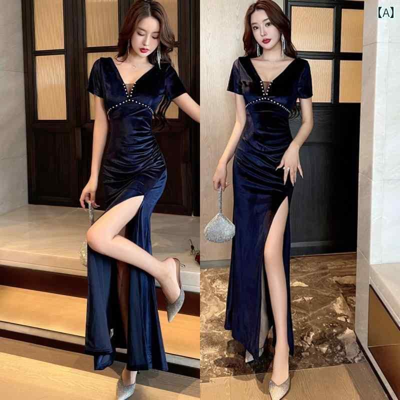 ドレス ロング キャバ セクシー パーティー イベント 華やか 制服 魅惑 ヘルスクラブ サウナ フットバス スパ ユニフォーム 美容 イブニング